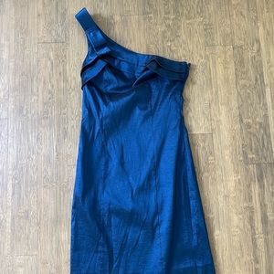 Blue one shoulder dress